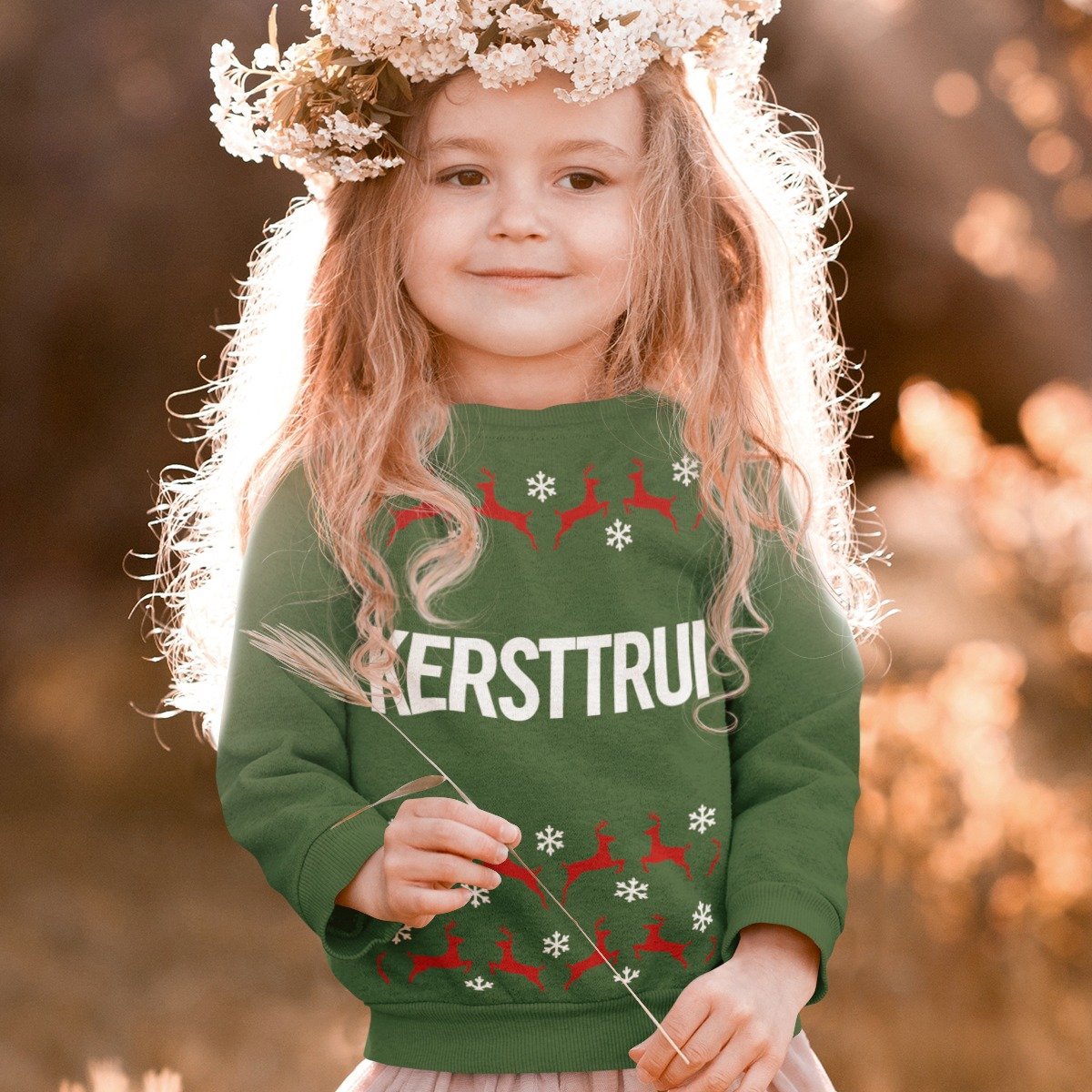 Kersttrui Groen Kind - Kersttrui Rendieren (12-14 jaar - MAAT 158/164) - Kerstkleding voor jongens & meisjes