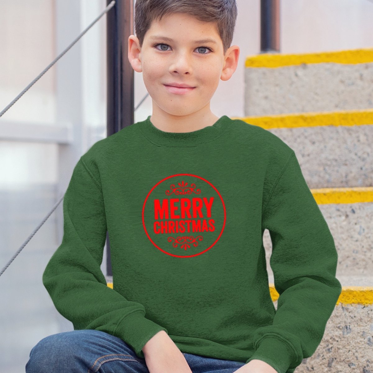 Kersttrui Groen Kind - Merry Christmas Premium (12-14 jaar - MAAT 158/164) - Kerstkleding voor jongens & meisjes