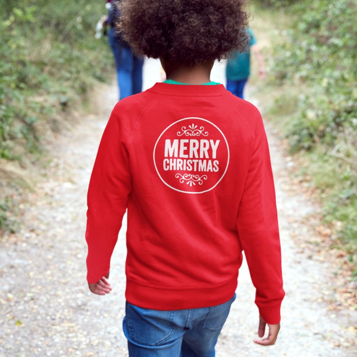 Kersttrui Rood Kind - Merry Christmas Round Rug (3-4 jaar - MAAT 98/104) - Kerstkleding voor jongens & meisjes