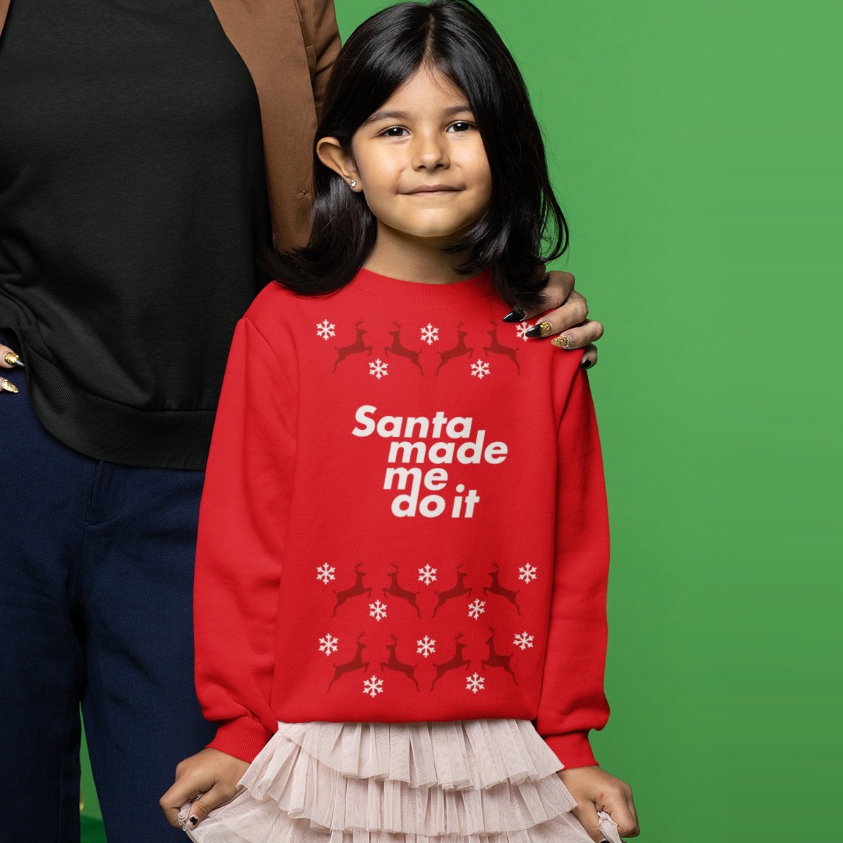 Kersttrui Rood Kind - Santa Made Me Do It Rendieren (9-11 jaar - MAAT 134/140) - Kerstkleding voor jongens & meisjes