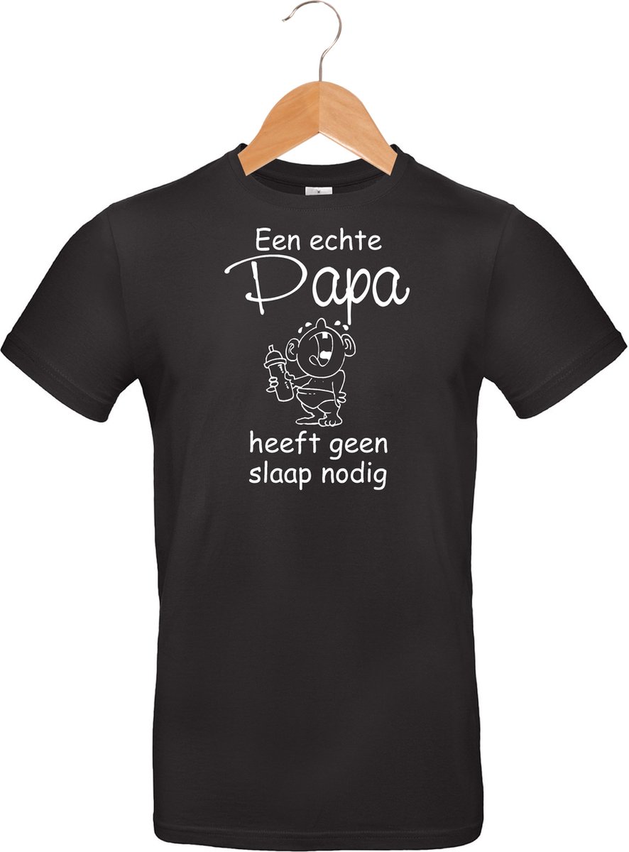 Mannen T-shirt  - Een echte papa heeft geen slaap nodig - zwart - maat S
