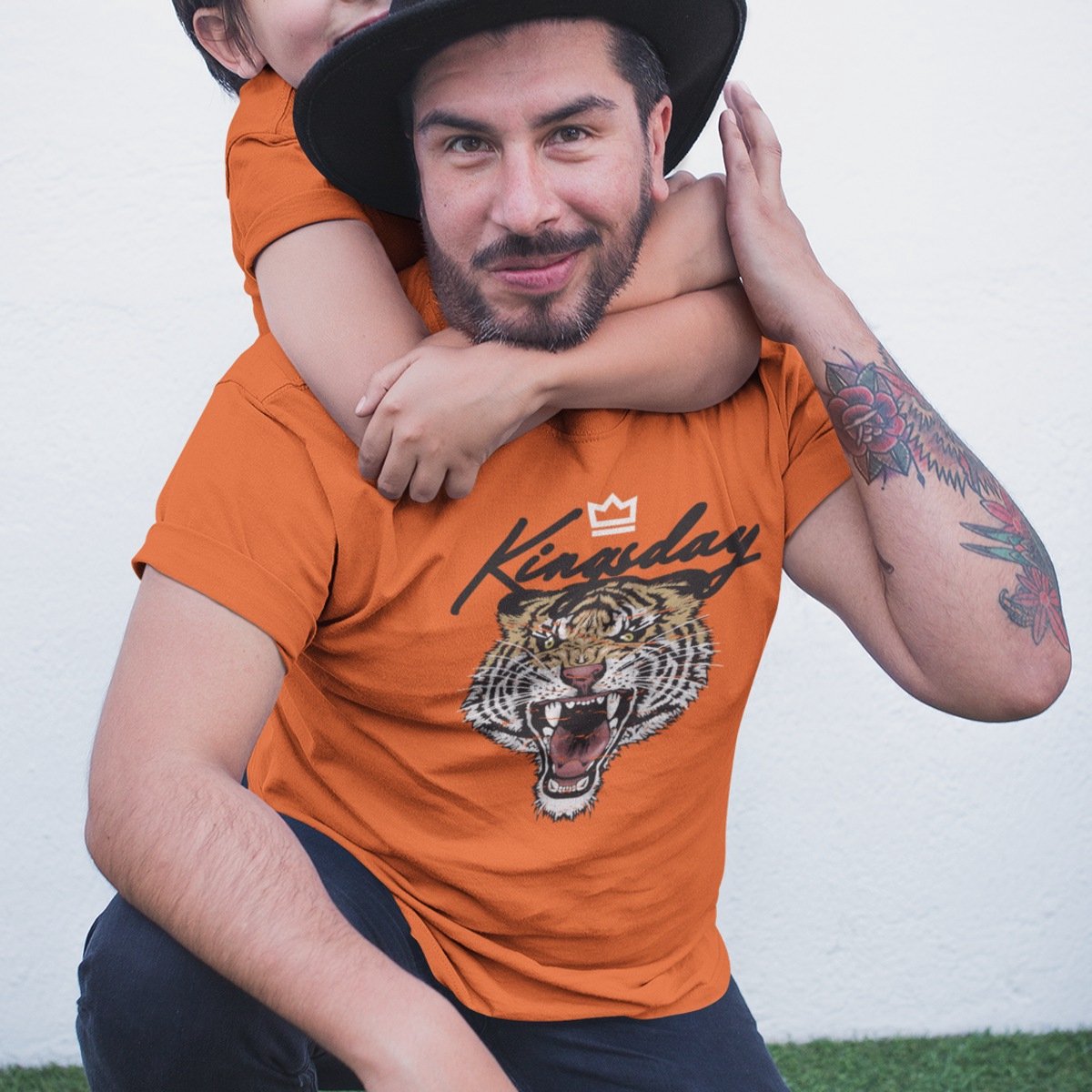 Oranje Koningsdag T-shirt - MAAT 2XL - Heren Pasvorm - Kingsday Crown Tiger