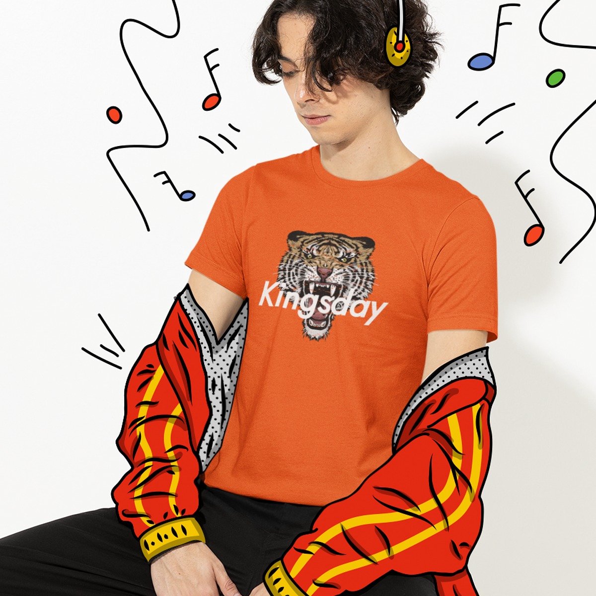 Oranje Koningsdag T-shirt - MAAT 3XL - Heren Pasvorm - Kingsday Tiger