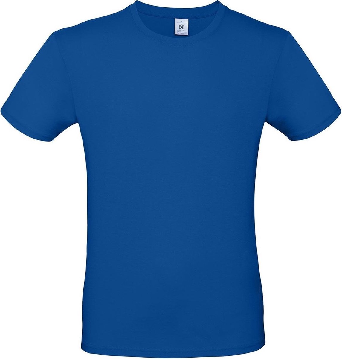 Set van 2x stuks blauw basic t-shirt met ronde hals voor heren - katoen - 145 grams - witte shirts / kleding, maat: S (48)