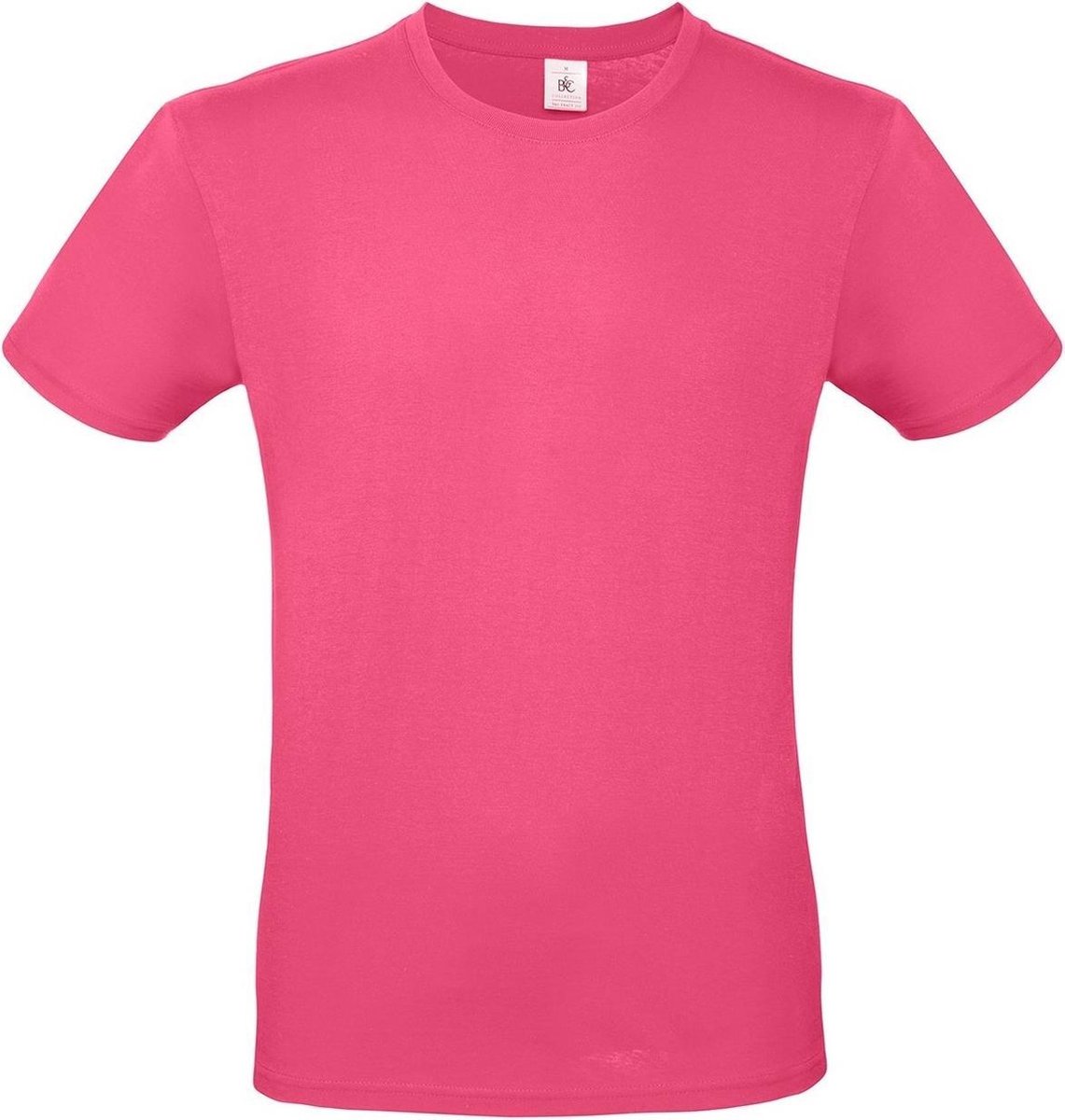 Set van 2x stuks fuchsia roze basic t-shirt met ronde hals voor heren - katoen - 145 grams - shirts / kleding, maat: S (48)