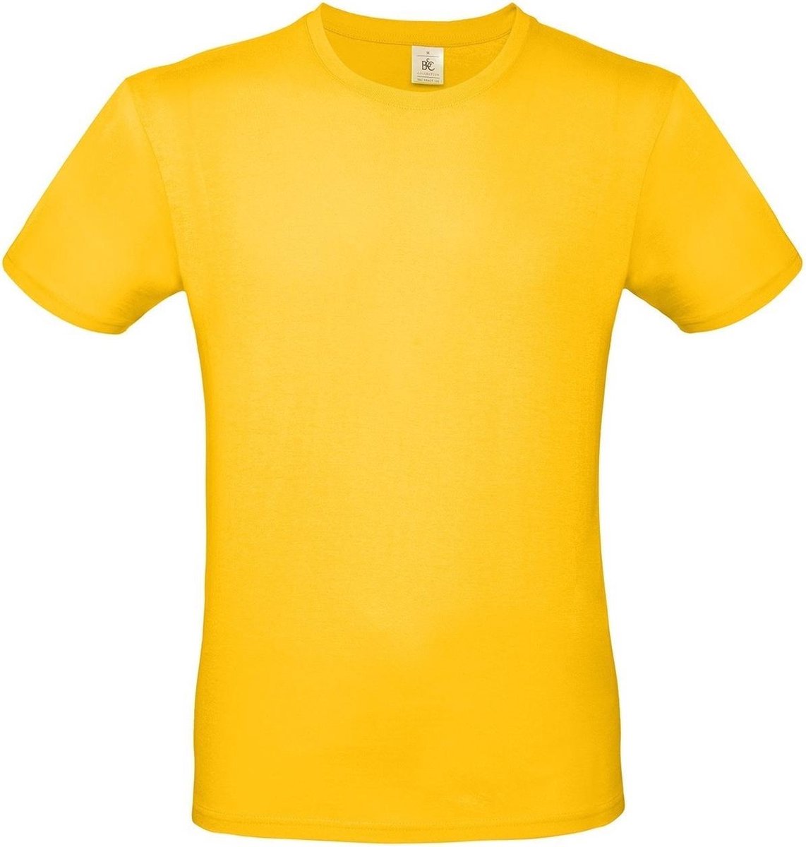 Set van 2x stuks geel basic t-shirt met ronde hals voor heren - katoen - 145 grams - gele shirts / kleding, maat: L (52)