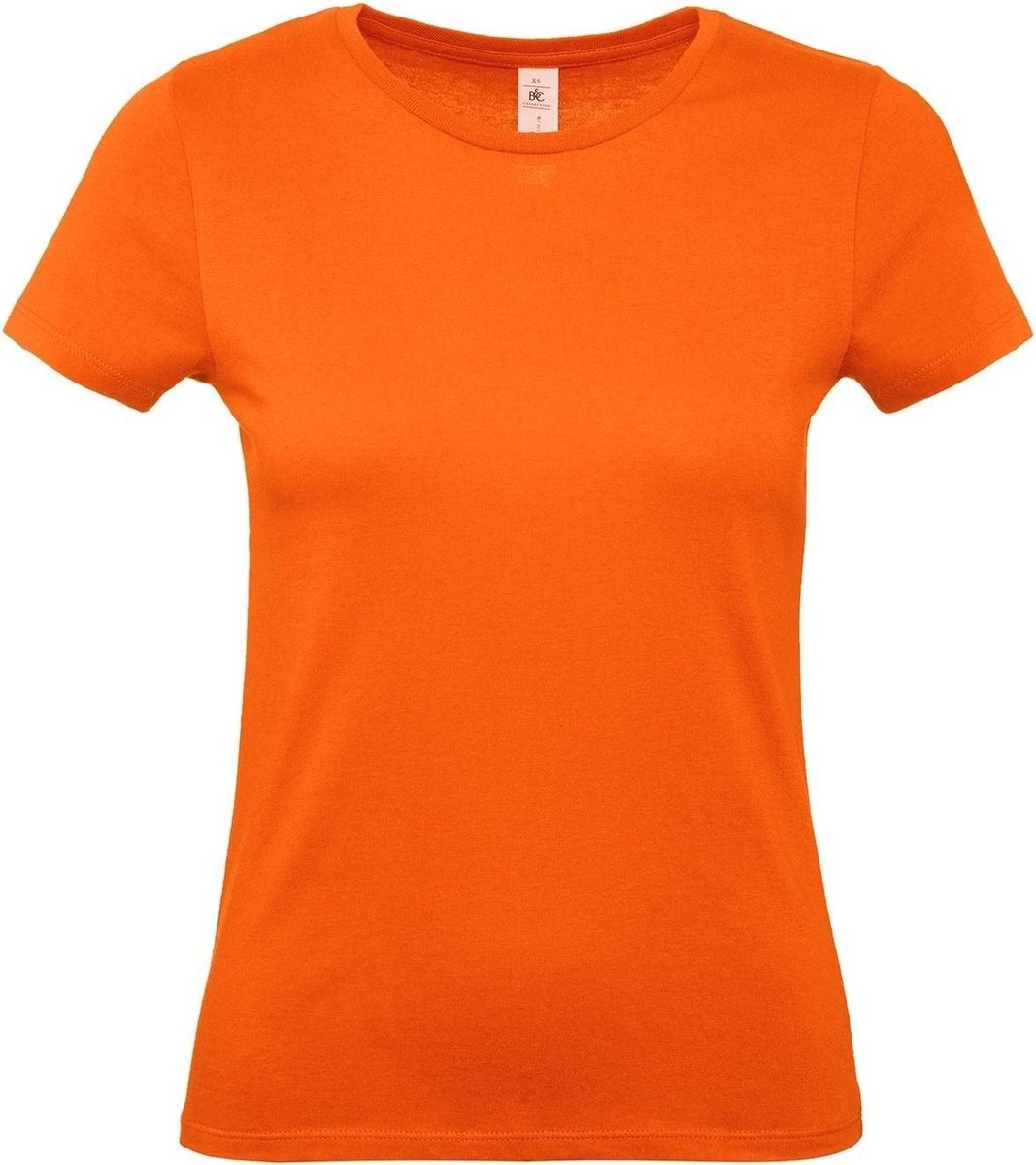 Set van 2x stuks oranje t-shirts met ronde hals voor dames - basic shirt - katoen - Koningsdag / Nederland supporter, maat: 2XL (44)