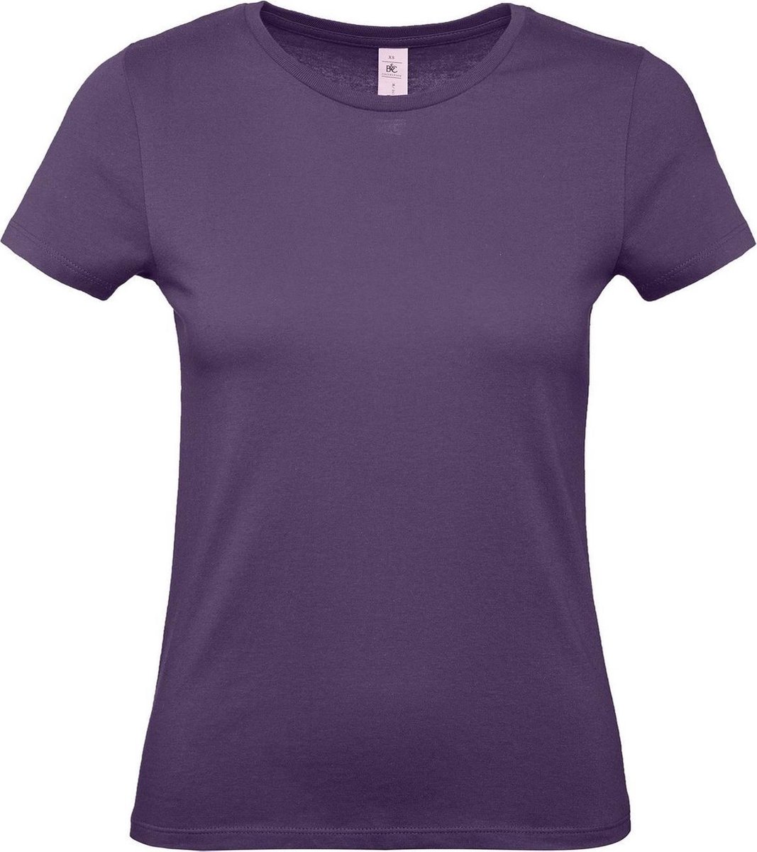 Set van 2x stuks paars basic t-shirts met ronde hals voor dames - katoen - 145 grams - paarse shirts / kleding, maat: XL (42)