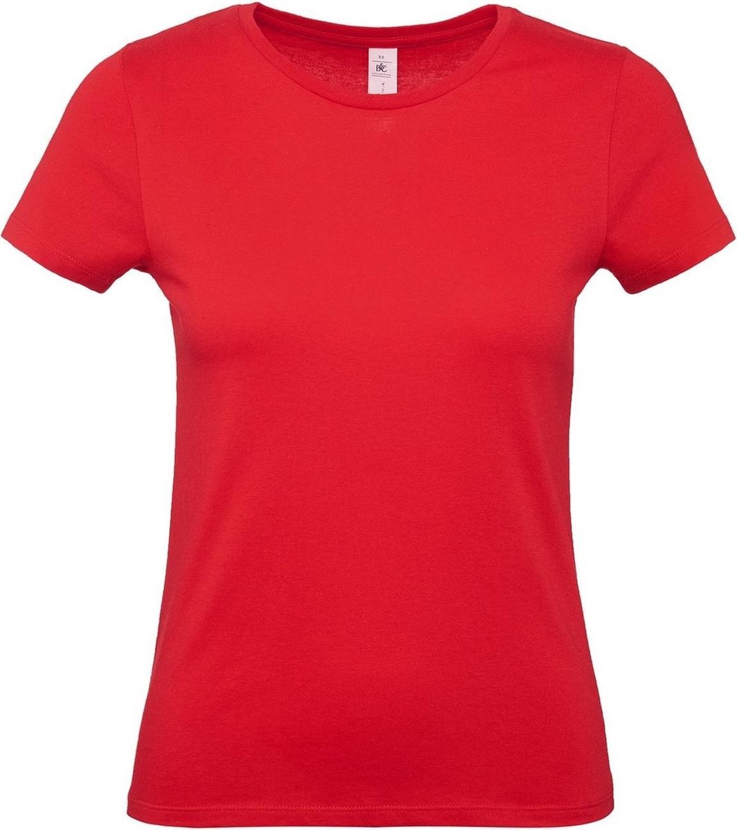 Set van 2x stuks rood basic t-shirts met ronde hals voor dames - katoen - 145 grams - rode shirts / kleding, maat: XL (42)
