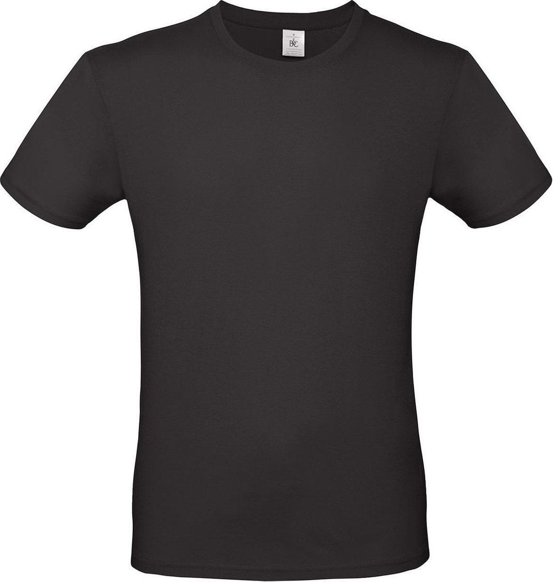 Set van 2x stuks zwart basic t-shirt met ronde hals voor heren - katoen - 145 grams - zwarte shirts / kleding, maat: L (52)