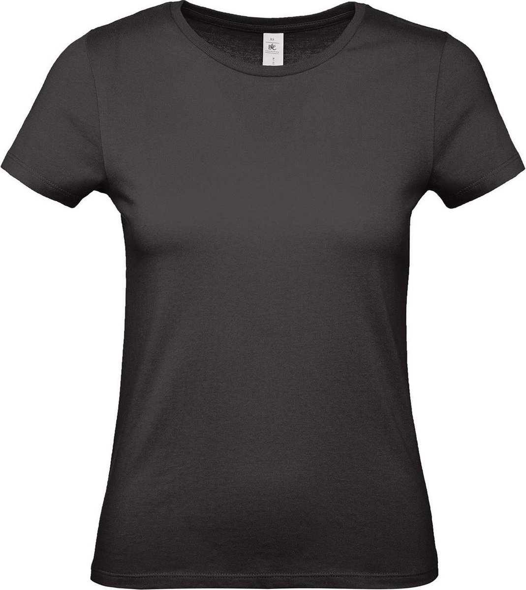 Set van 2x stuks zwart basic t-shirts met ronde hals voor dames - katoen - 145 grams - zwarte shirts / kleding, maat: XS (34)