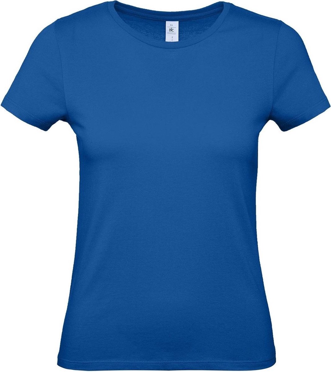 Set van 3x stuks blauw basic t-shirts met ronde hals voor dames - katoen - 145 grams - blauwe shirts / kleding, maat: XS (34)