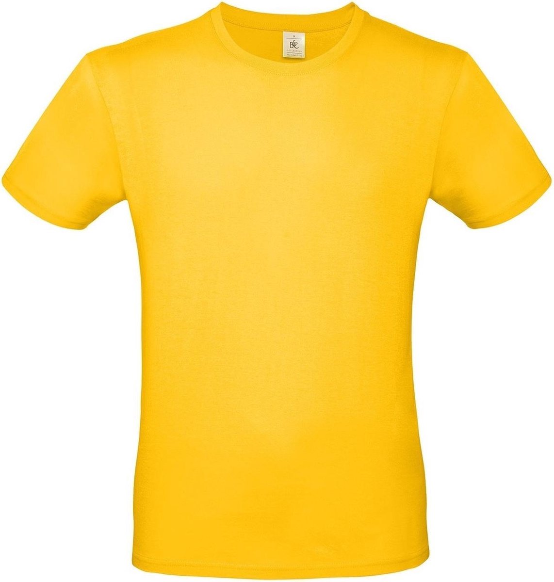 Set van 3x stuks geel basic t-shirt met ronde hals voor heren - katoen - 145 grams - gele shirts / kleding, maat: M (50)