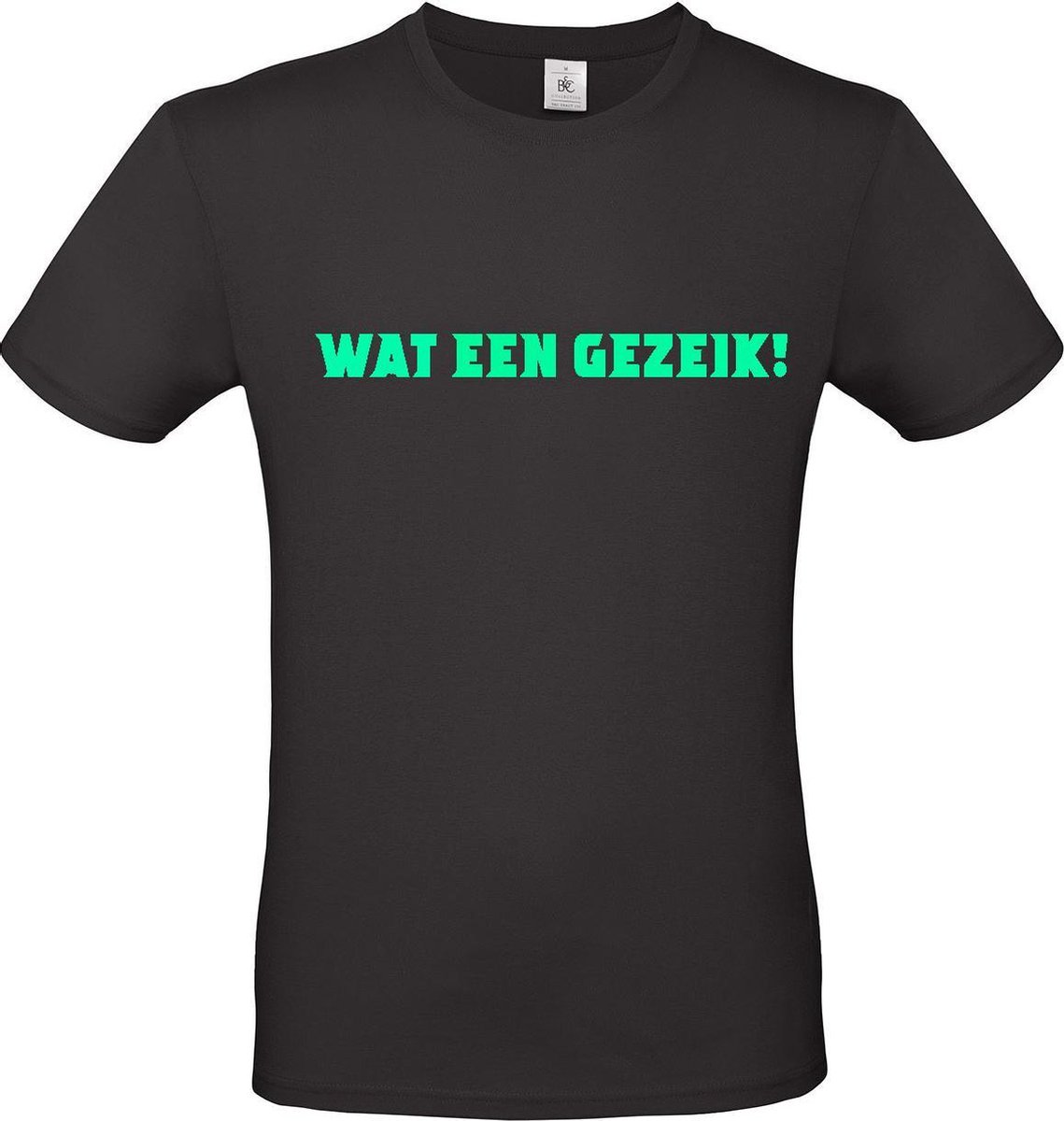 T-shirt met opdruk “Wat een gezeik”, Zwart T-shirt met fluor groene opdruk. Ken je hem uit Chateau Meiland?