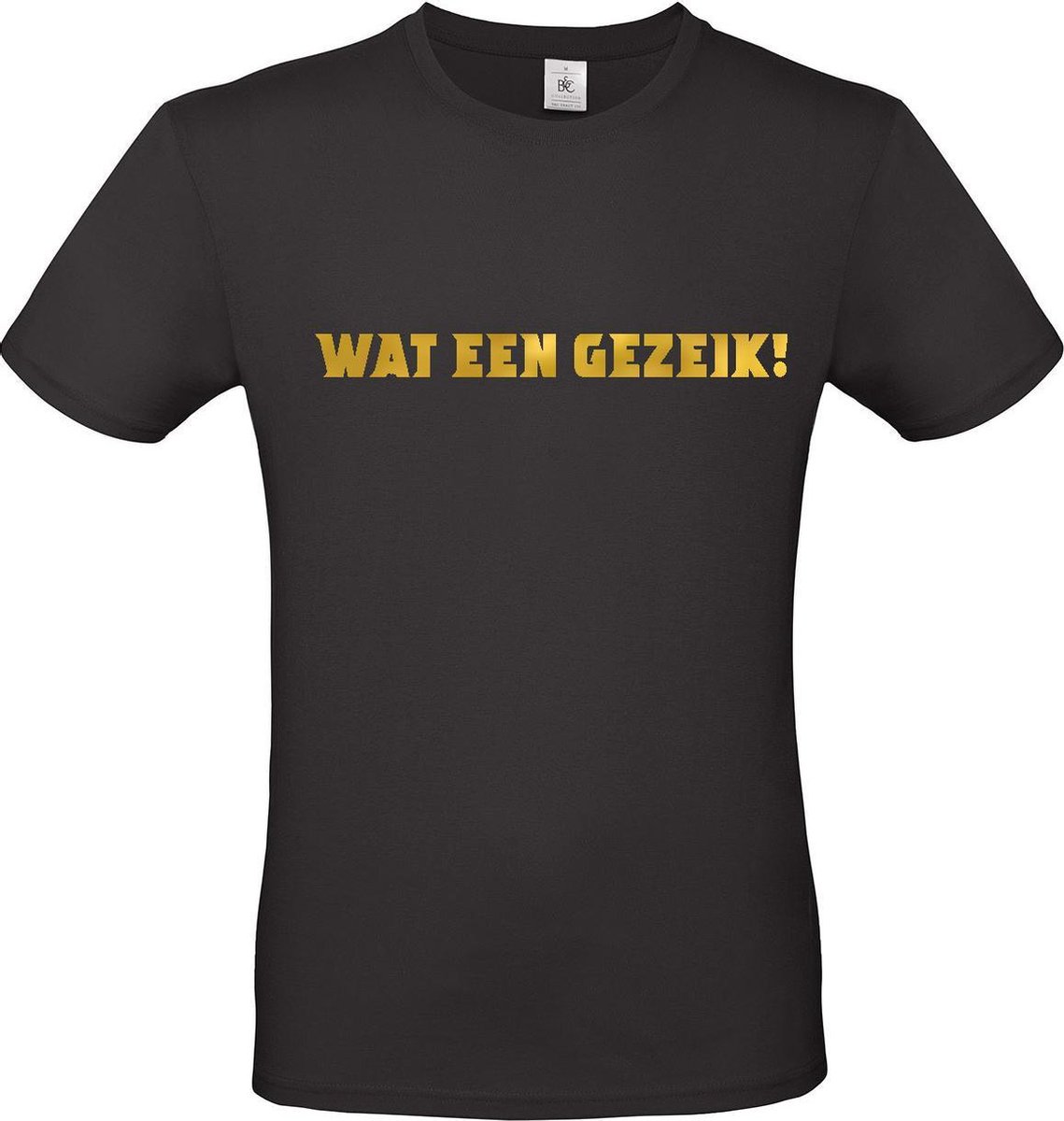 T-shirt met opdruk “Wat een gezeik”, Zwart T-shirt met goudkleurige opdruk. Ken je hem uit Chateau Meiland?