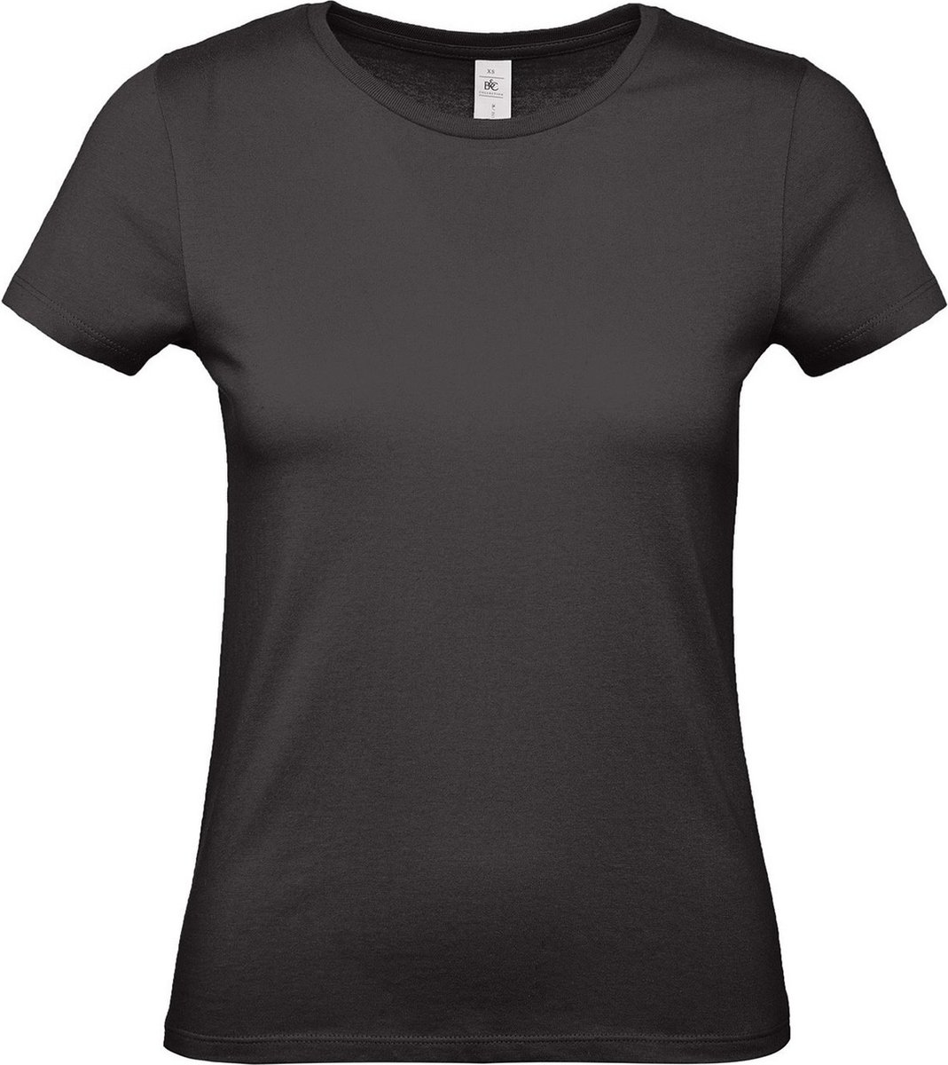 Zwart basic t-shirts met ronde hals voor dames - katoen - 145 grams - zwarte shirts / kleding L (40)