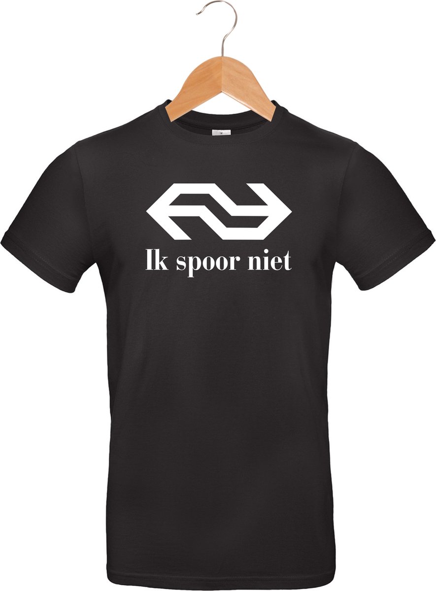 mijncadeautje - T-shirt - Ik spoor niet - opdruk wit - cadeau verjaardag - zwart - maat M