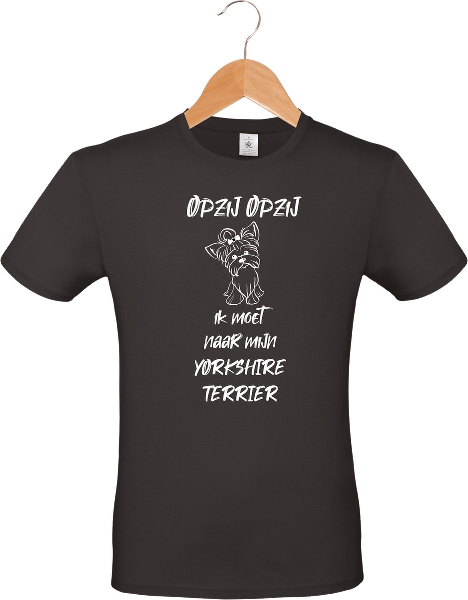 mijncadeautje - T-shirt unisex - zwart - Opzij Opzij ik moet naar mijn : Yorkshire Terrier - maat S