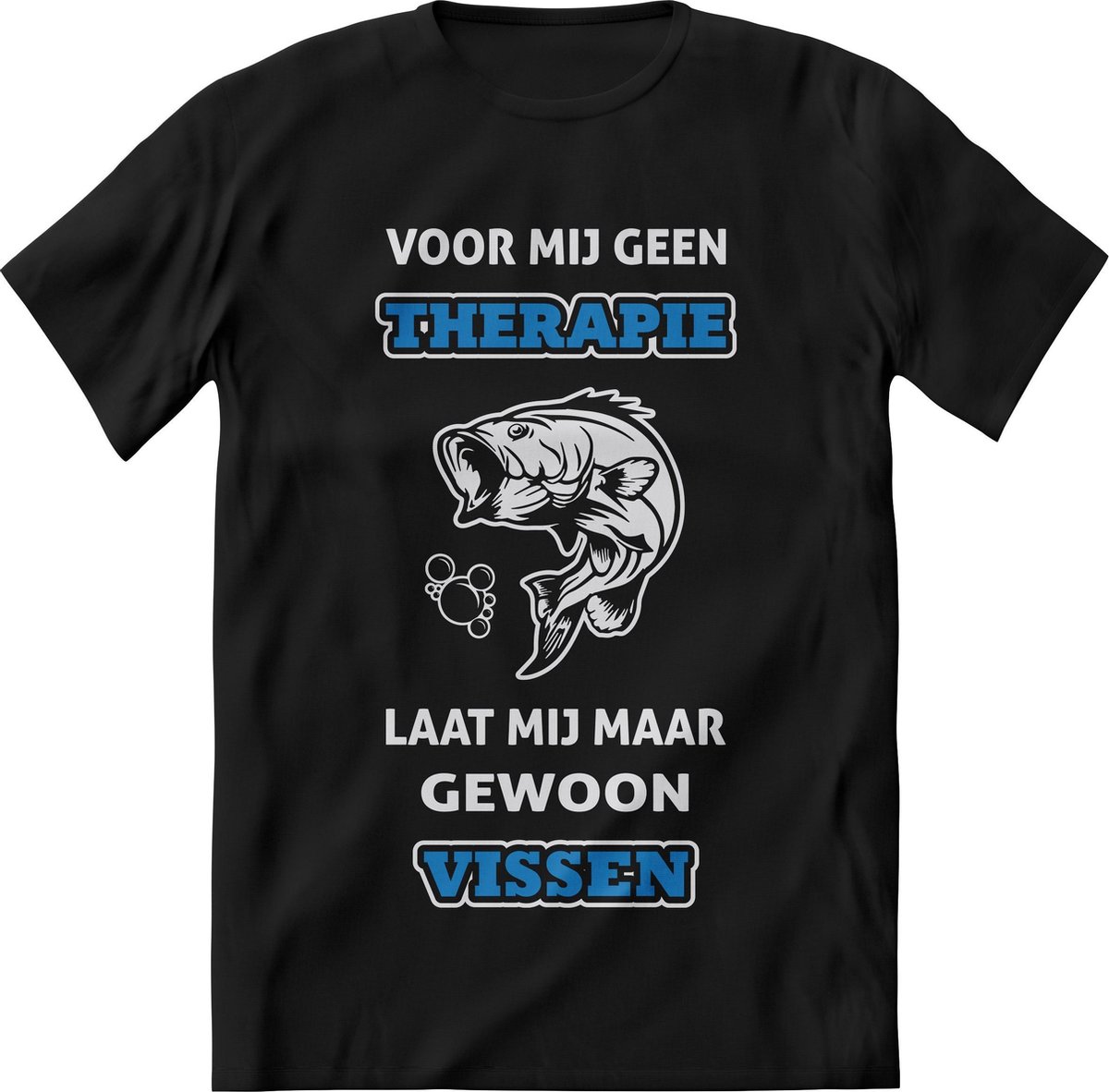 voor mij geen therapie, laat mij maar gewoon vissen shirt Heren – Grappige teksten en quotes shirt Dames – Perfect vis sport en hobby tshirt cadeau – Tekst Shirt hengelsport print korte mouw - kleding Maat L