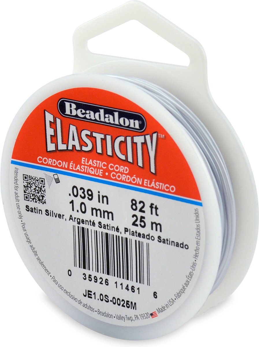   elastiek rijgdraad 1mm - 25 meter - Satin silver