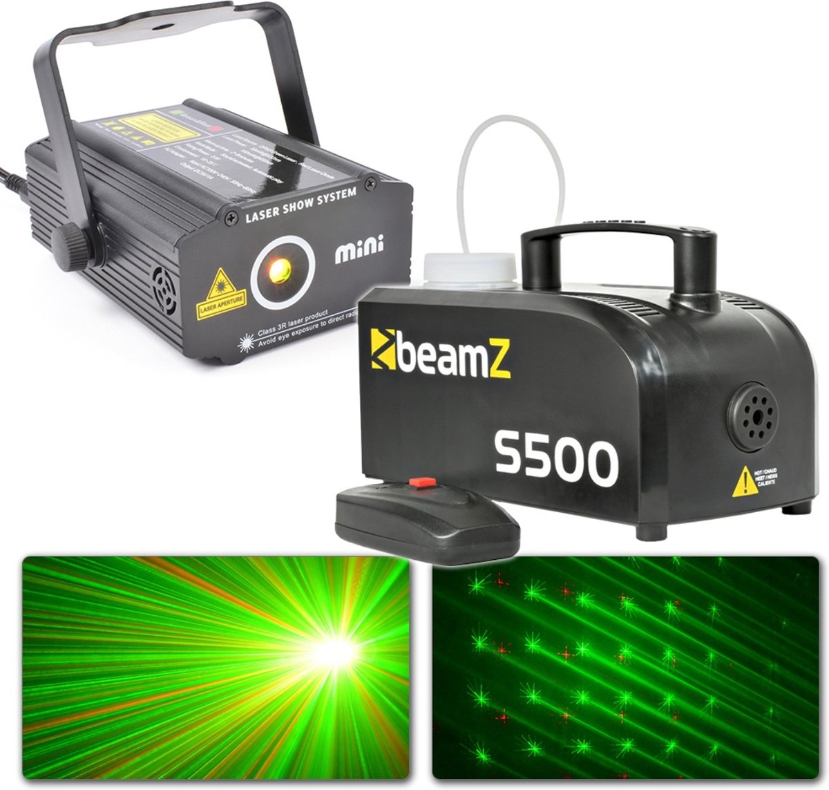 BeamZ lichtset met S500 rookmachine en laser