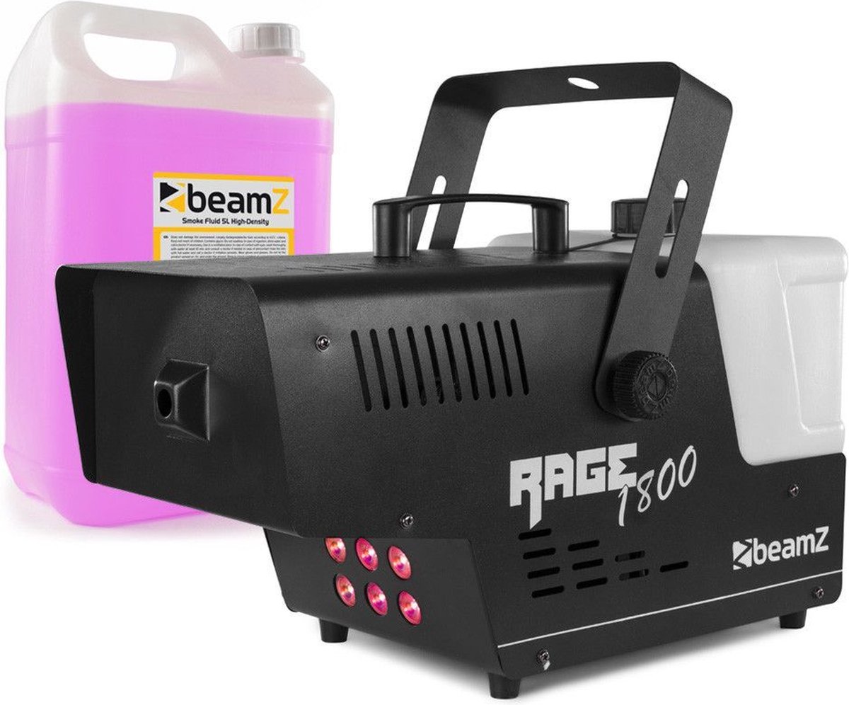 Rookmachine - BeamZ RAGE1800LED met draadloze bediening + 5L rookvloeistof