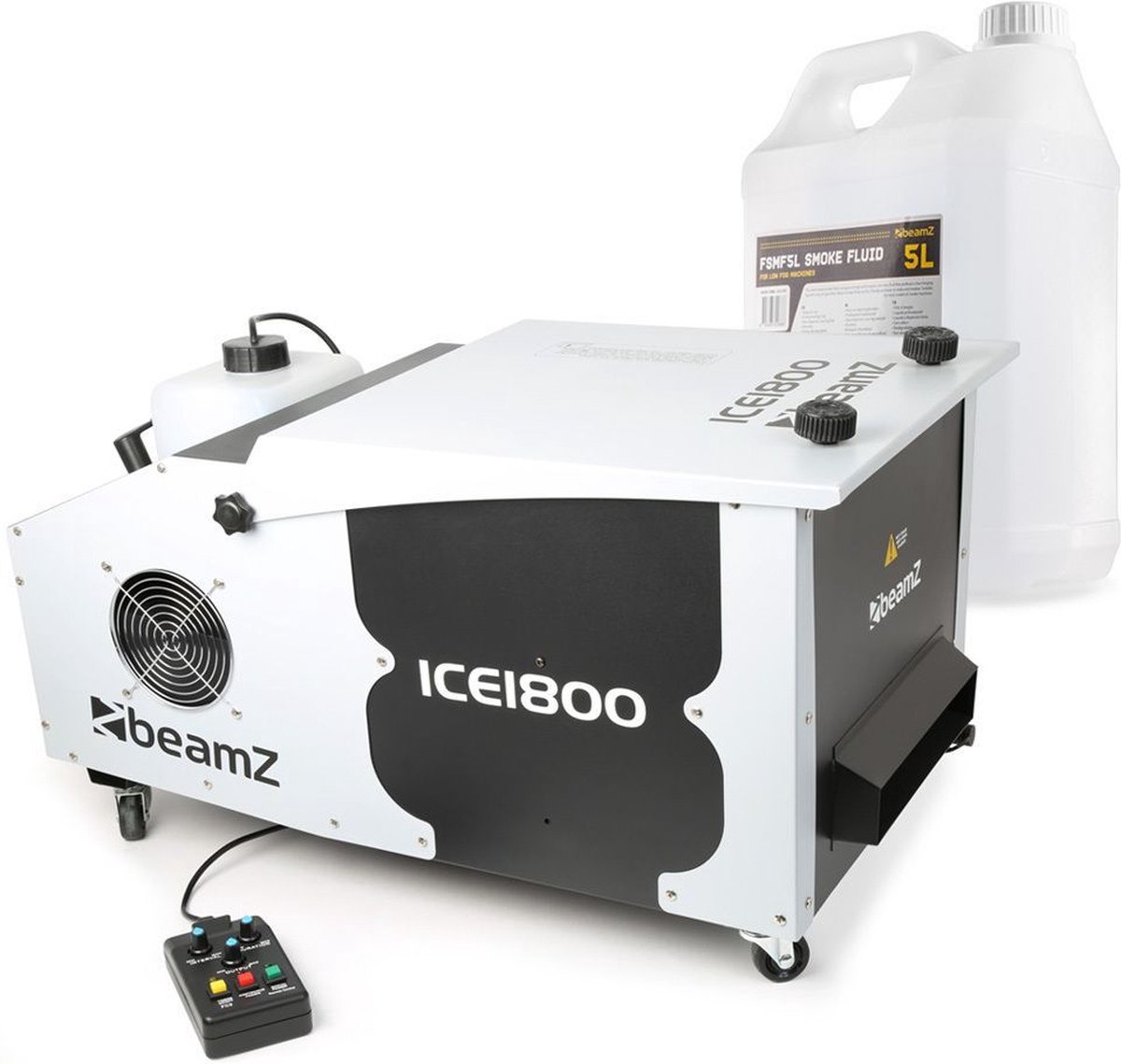   voor laaghangende rook - Beamz ICE1800 rookmachine met timer incl. 5 liter low fog rookvloeistof