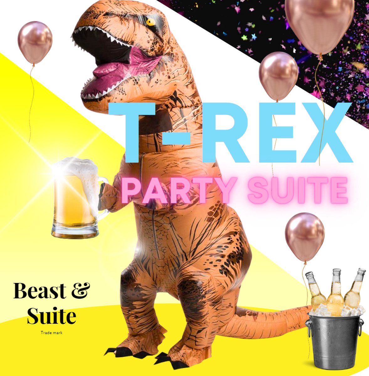 Beast & Suite - T-rex pak - Dino pak - Opblaasbaar Dinosaurus kostuum - Dinosaurus pak - Dinopak volwassenen - Carnaval pak