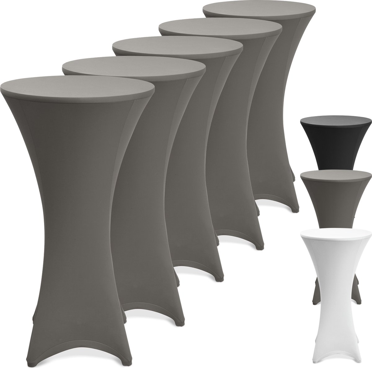   Statafelhoes Stella Ø 80 cm statafelrok voor statafel – feest decoratie geschikt voor horeca – feestversiering stretch voor elk tafel – set van 5 antraciet