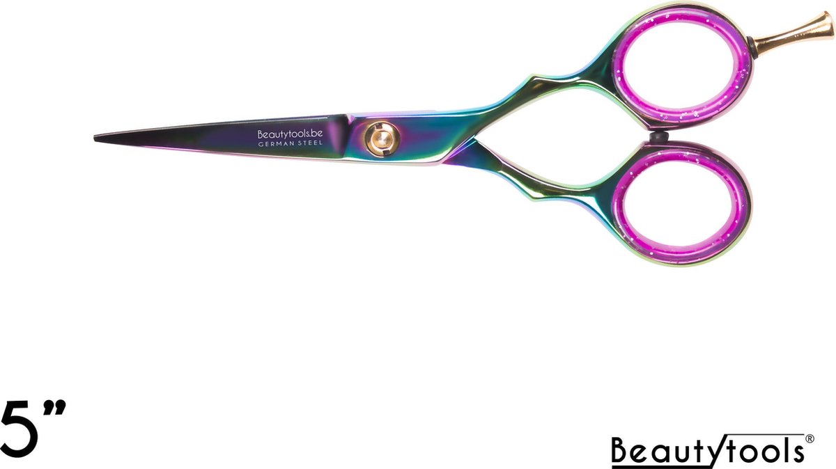 BeautyTools PRO LINE Kappersschaar / Knipschaar Rechtshandig - Rainbow ShortCut (5 Inch) - (RS-1437)