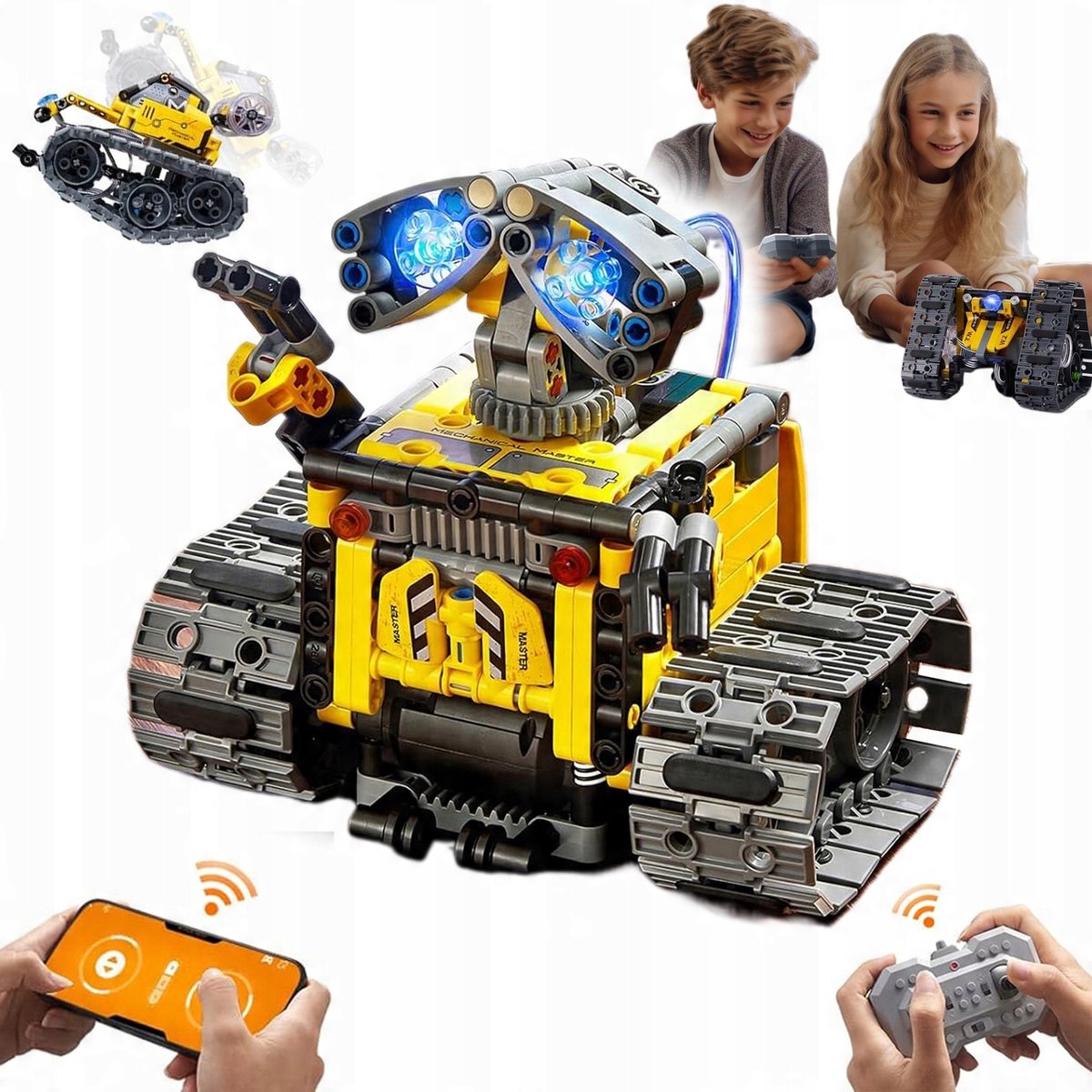 4-in-1 bouwstenen - Transformeerbare programmeerrobot - Met afstandsbediening - Met lichteffecten - 2,4 GHz stabiel signaal programmeerbaar - Vijf modi