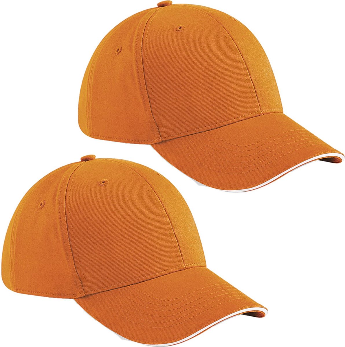 2x stuks 6-panel Oranje supporters baseballcap - Fan artikelen/feestartikelen - Petjes voor koningsdag voor volwassenen