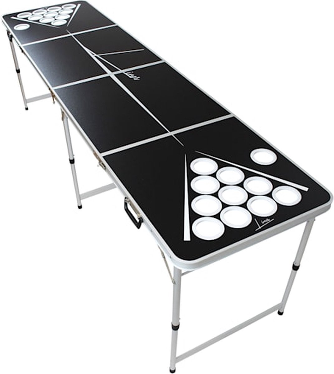 BeerCup Backspin Beer Pong tafelset hout Lines - Beerpong tafel  244 x 76 x 61 cm - inklapbaar - handvaten