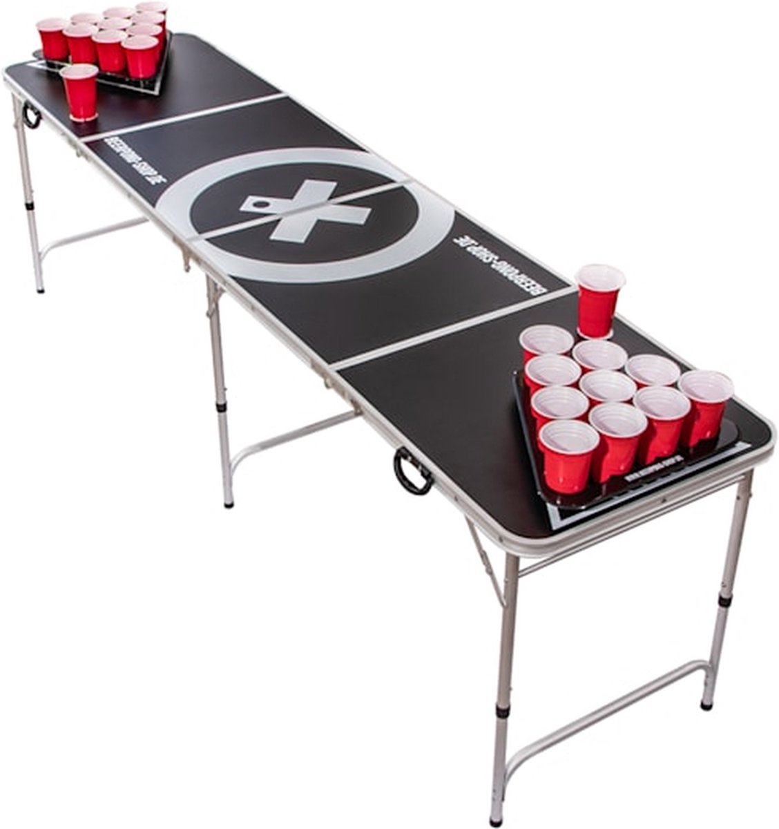   Baseliner Beer Pong tafel set audio - 244 x 76 x 61 cm -inklapbaar - aluminium - Incl. handvaten