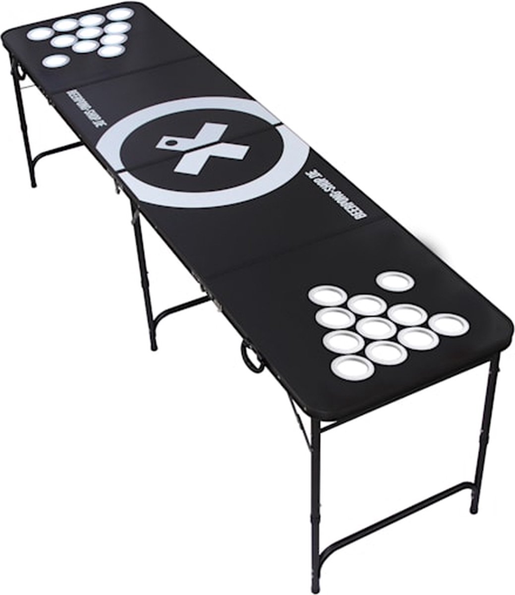 BeerCup Baseliner Beer Pong tafel set audio - Speltafel 244 x 76 x 61 cm - inklapbaar - verstelbaar - aluminium