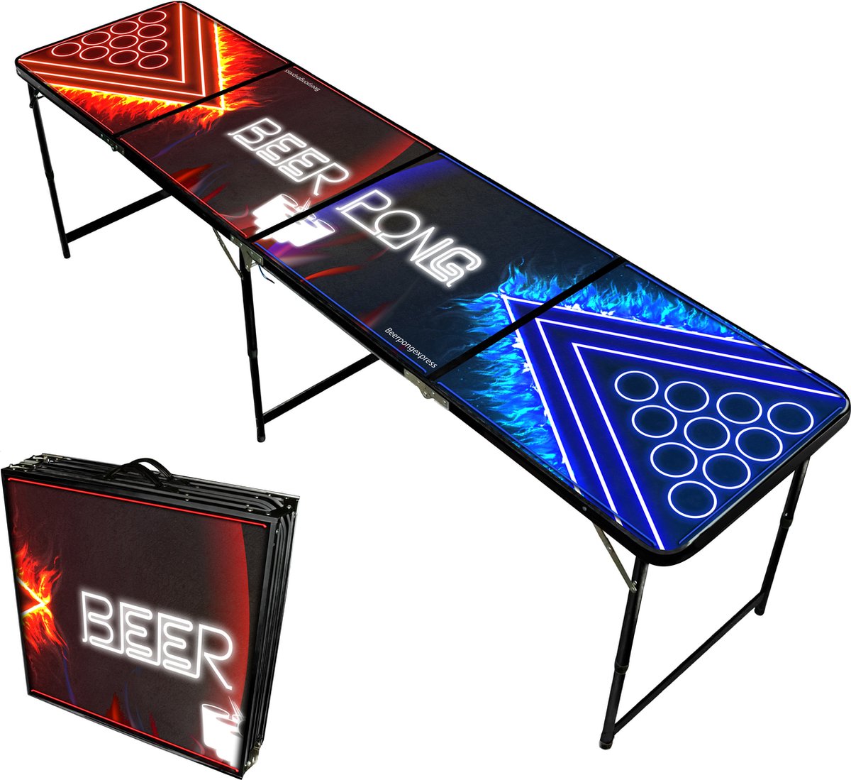   - Beer Pong Tafel - Zwart Frame - Bierpong - Arrows - LED verlichting - Inklapbaar