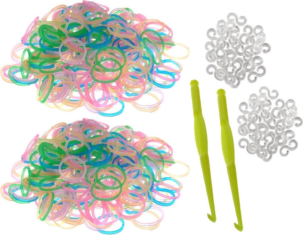   - 600 Loombandjes - Multicolour - Met Weefhaken & S-clips - Latexvrij - Creatief Speelplezier