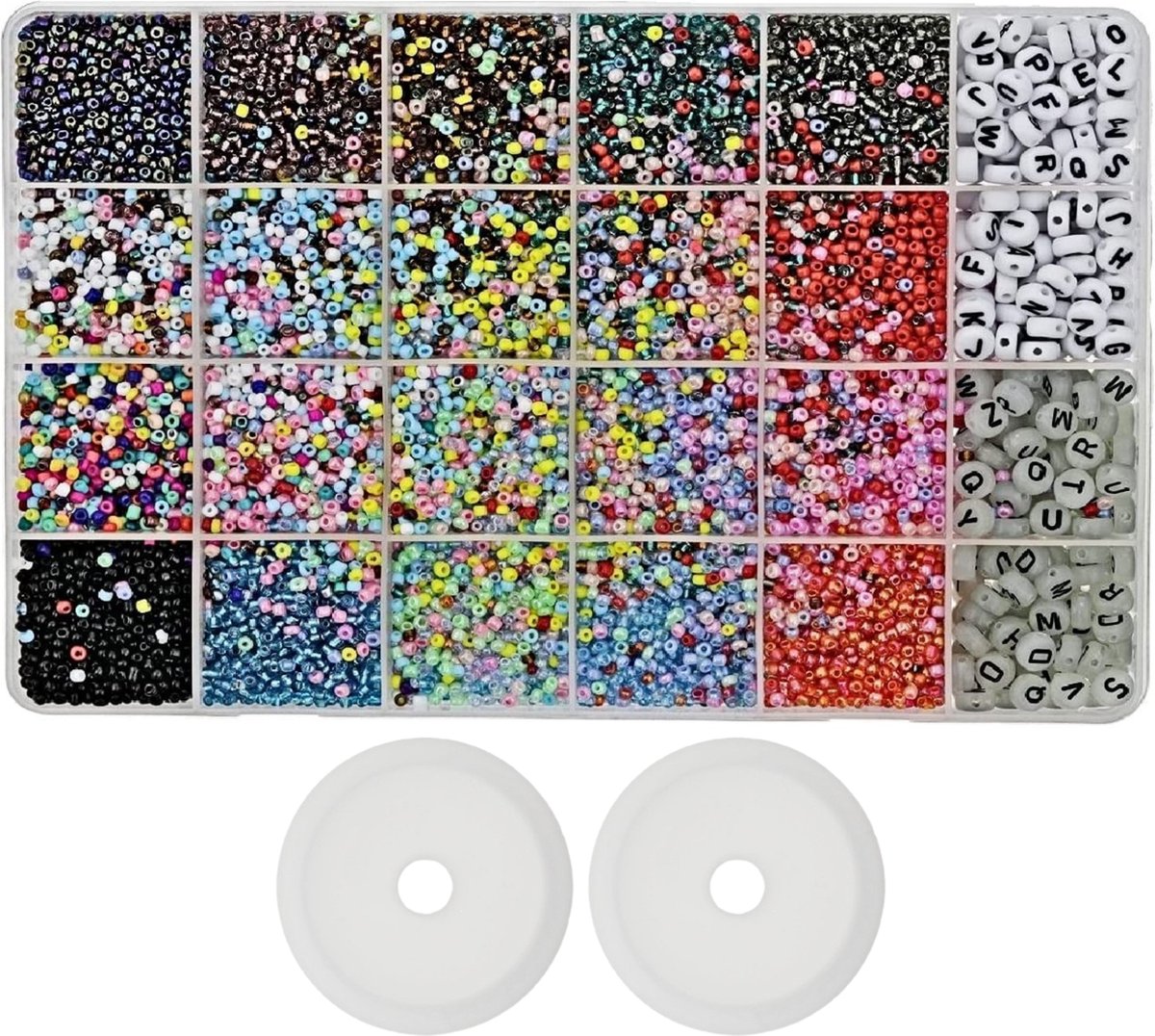 Behave Glaskralen Set Mixed - DIY Sieraden maken - Kralen Set - Letterkralen - Rocailles - Bedels - Rijdraad - 20 Kleuren