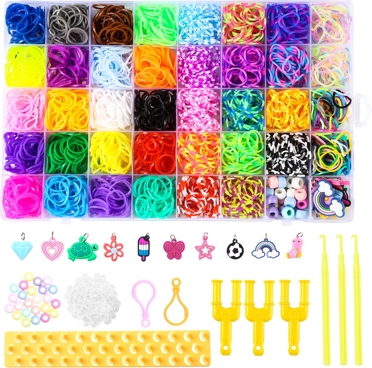   Loombandjes Starterspakket - Loom - Eco Friendly Latexvrije Loom Elastiekjes - 38 Kleuren - Veel accesoires