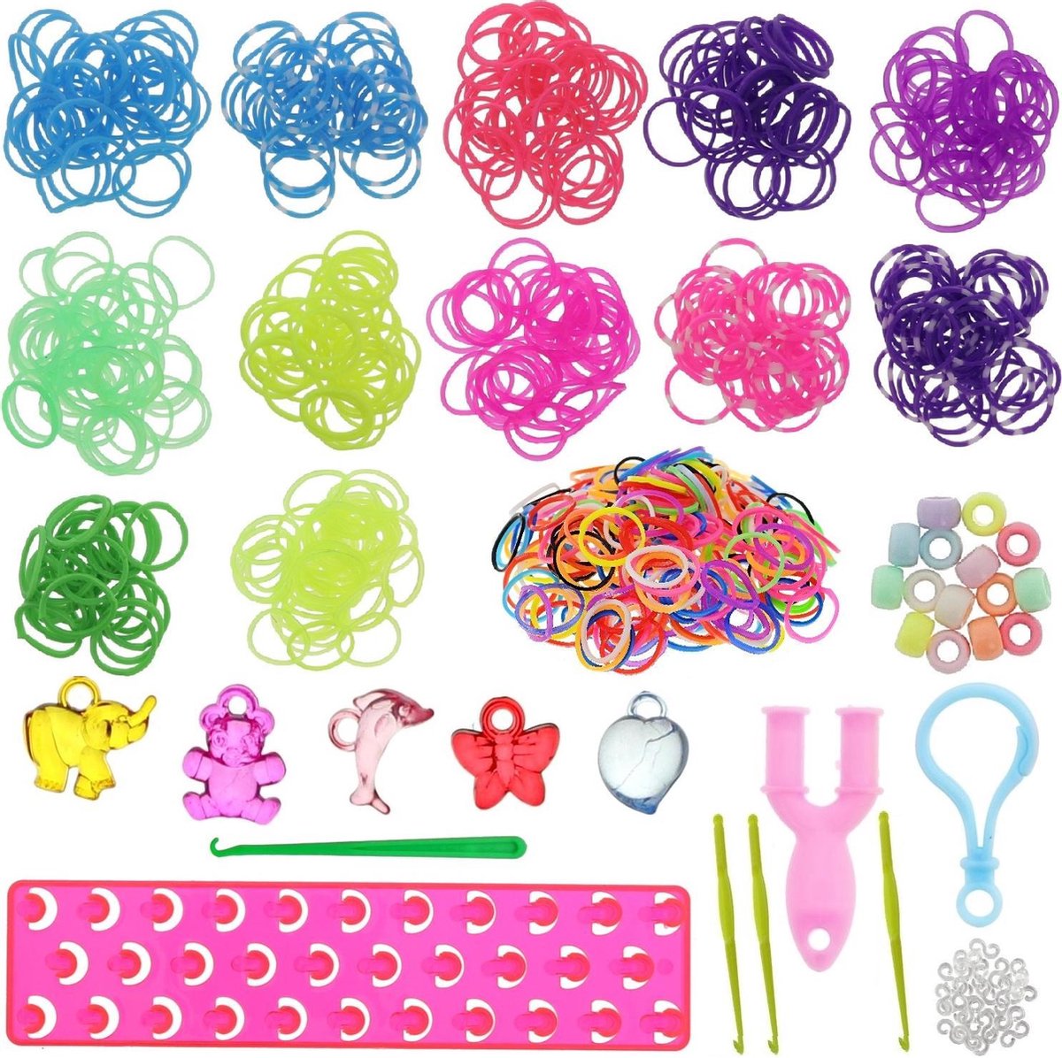  ® 600 Starterspakket Loom - Loombandjes - Roze Loombord - Opbergdoos - 4 Loomnaalden - Veel Extra Accesoires