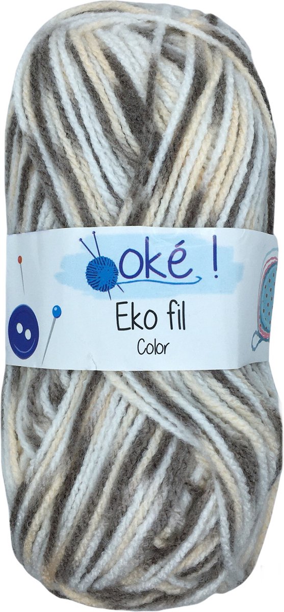 Oké Eko fil gemêleerd acryl garen - bruin/ecru/roze pastel(304) - 1 bol van 50 gram - pendikte 3,5 - 4 mm.