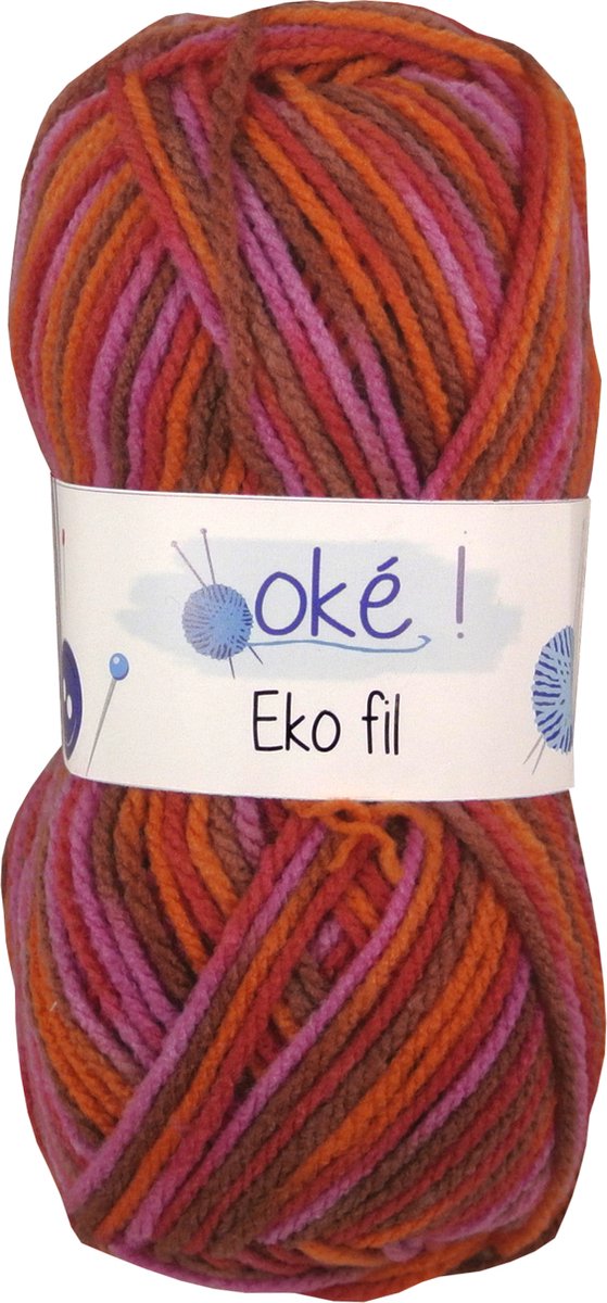 Oké Eko fil gemêleerd acryl garen - rood (310) - 1 bol van 50 gram - pendikte 3,5 - 4 mm.