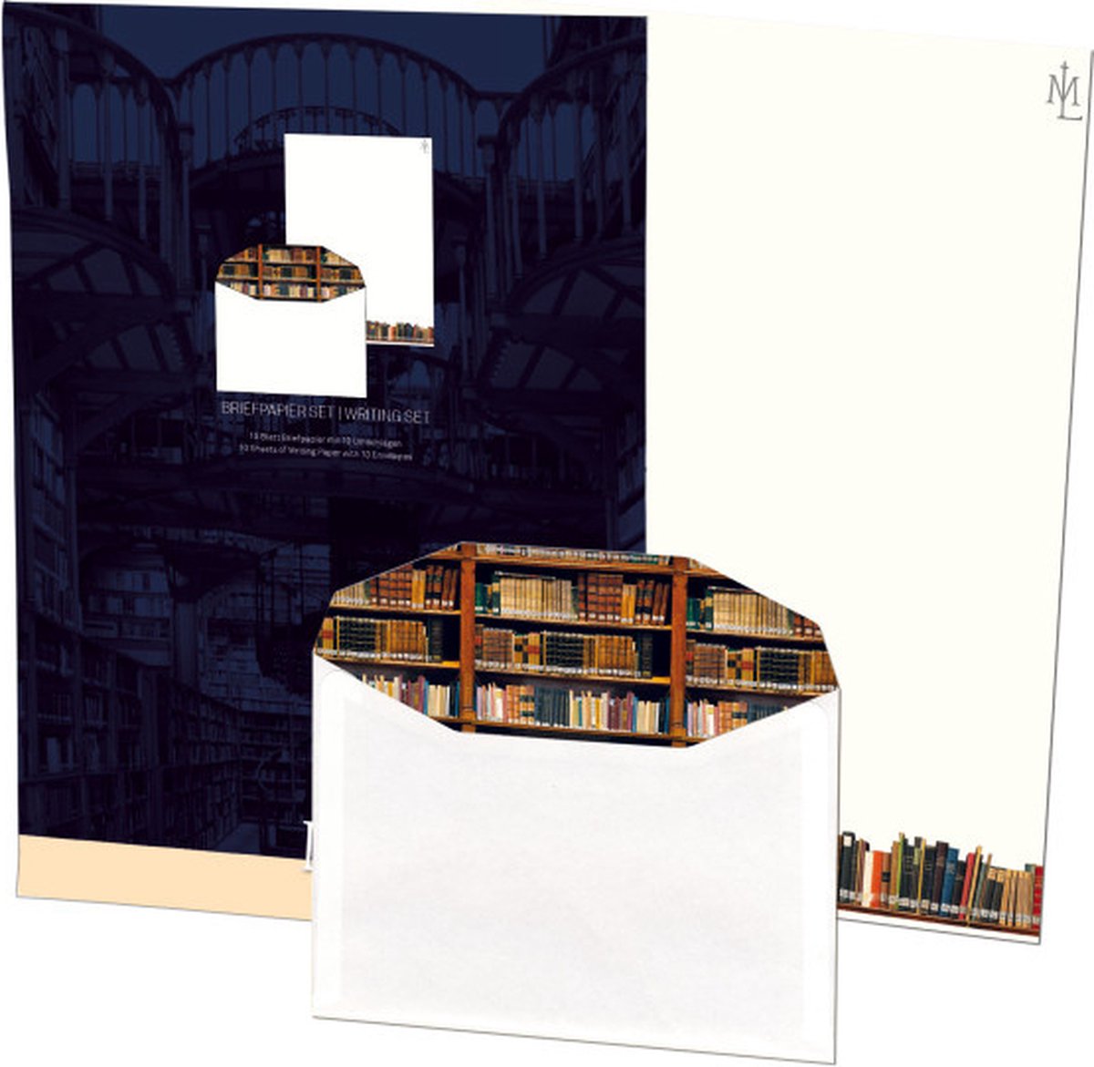 Briefpapier met enveloppen: Boeken, Die Klosterbibliothek, Maria Laach