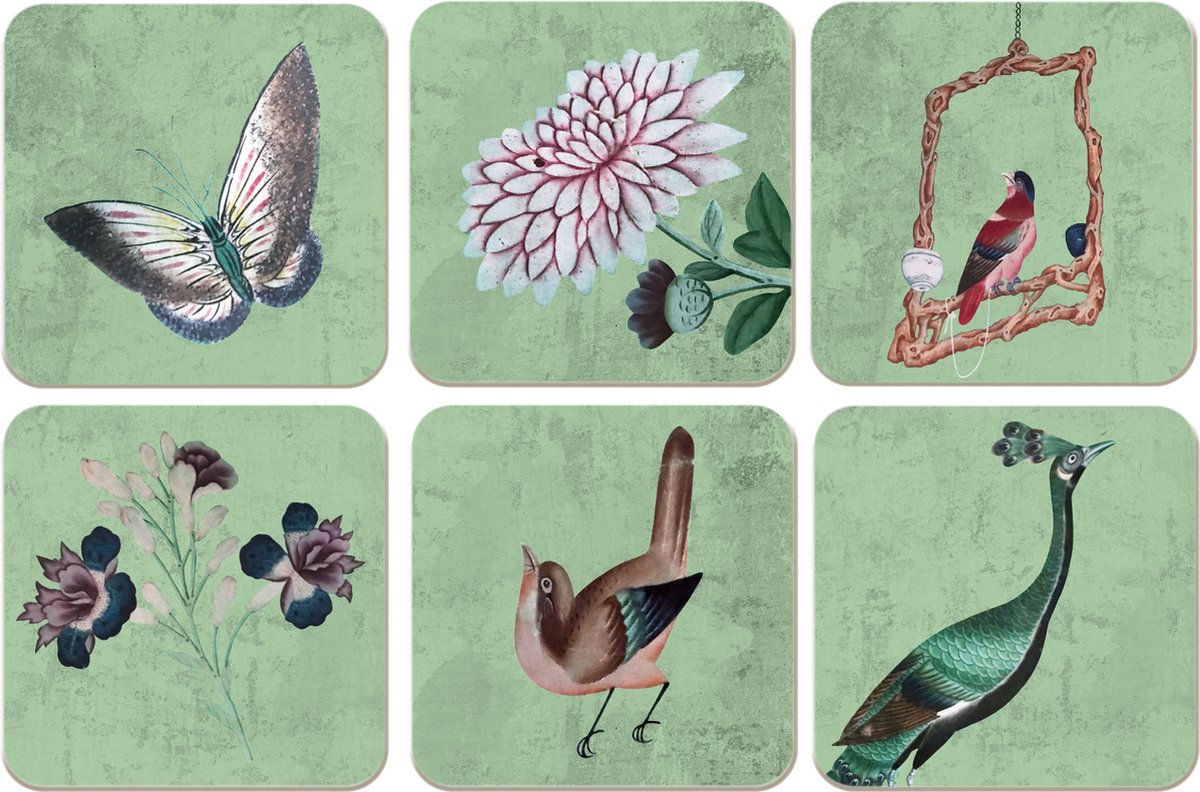 Chinees behang papier - Kasteel Heeswijk Onderzetters 6 stuks