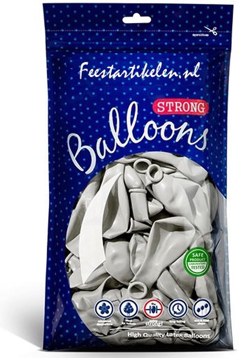 Zilverkleurige metallic ballonnen 300 stuks - Sterke ballonnen - Metallic ballonnen - Geschikt voor helium