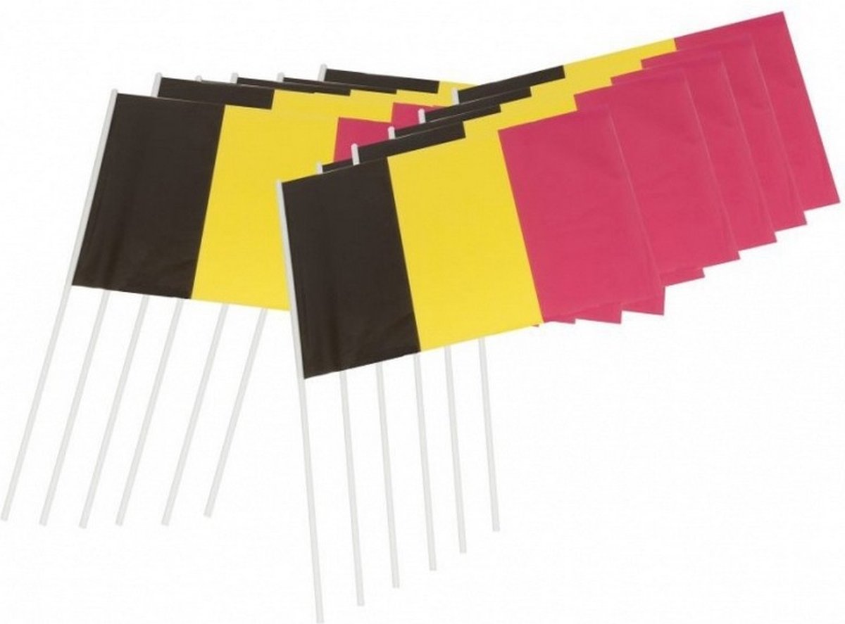 Handvlaggen 12 stuks zwart/geel/rood