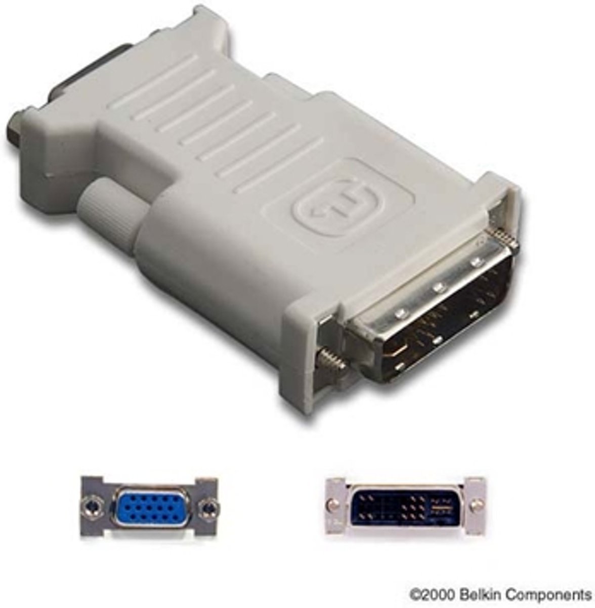 Belkin DVI/VGA, M/F 17 pin analog DVI 15 pin HD D-Sub (HD-15) Grijs kabeladapter/verloopstukje