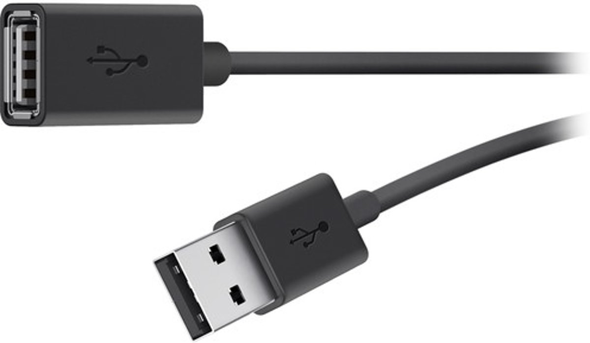 Belkin USB 2.0 A M/F 3m 3m USB A USB A Mannelijk Vrouwelijk Zwart USB-kabel