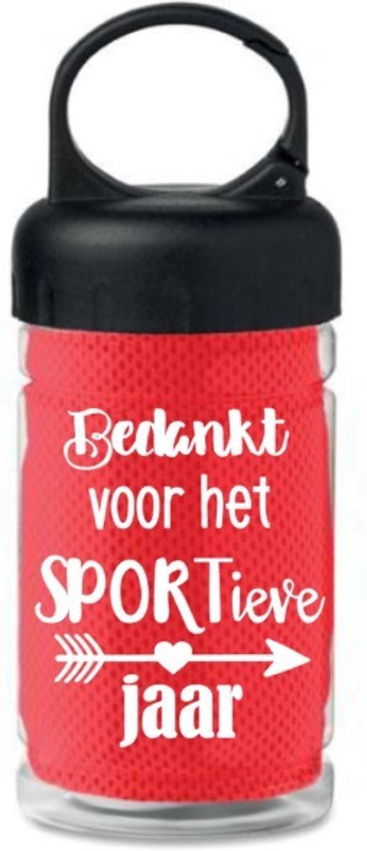 Bedankt voor het sportieve jaar – Drinkfles met handdoek - Sportleraar - Gym leraar - Cadeau