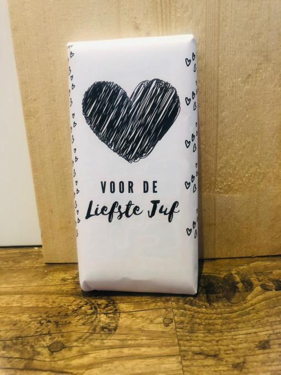 Chocolade reep – Liefste Juf - Einde schooljaar cadeau - Cadeau voor de juf - Juffendag cadeau